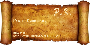 Puer Kemenes névjegykártya